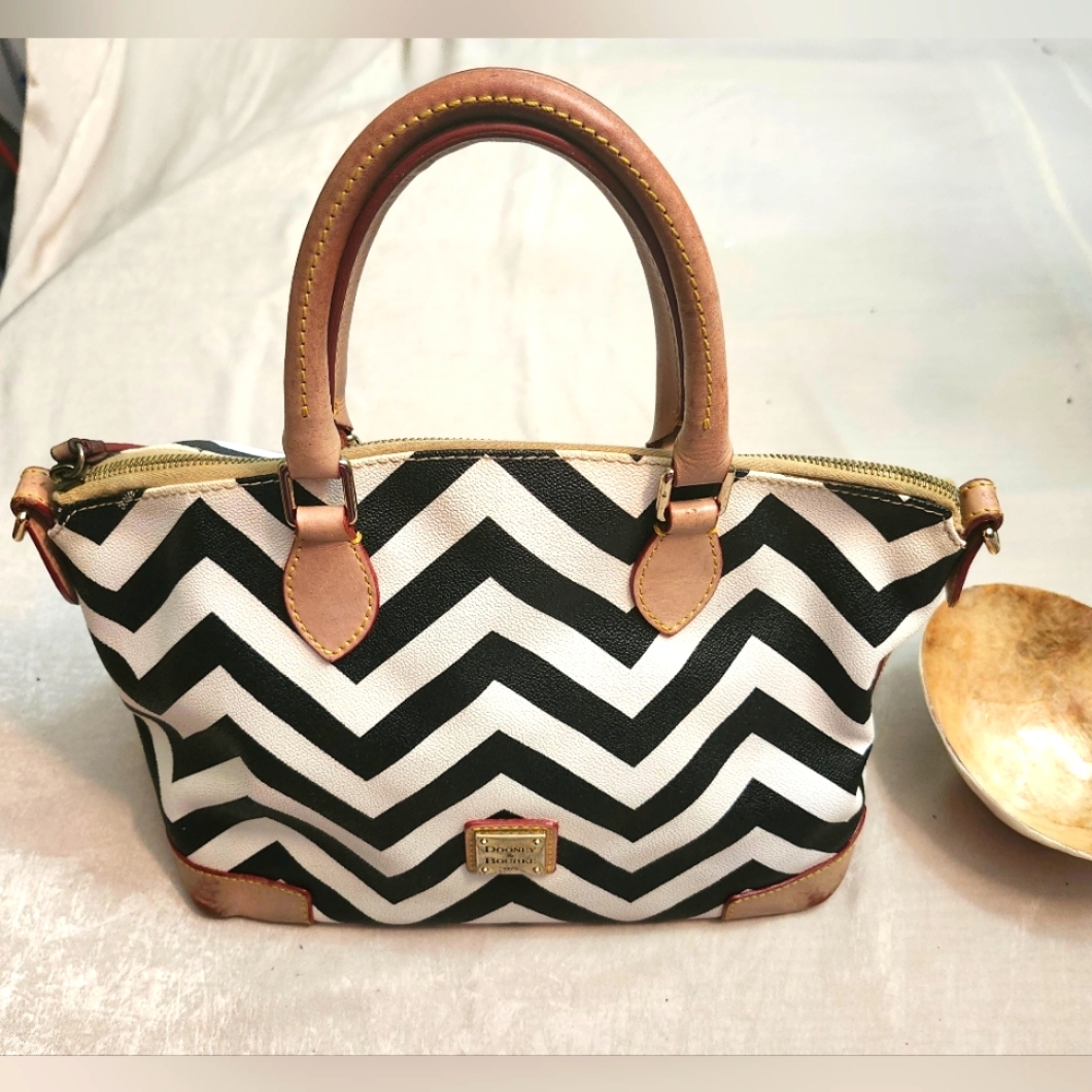 Chevron Patterned Black and White Dooney & Bourke Handbag